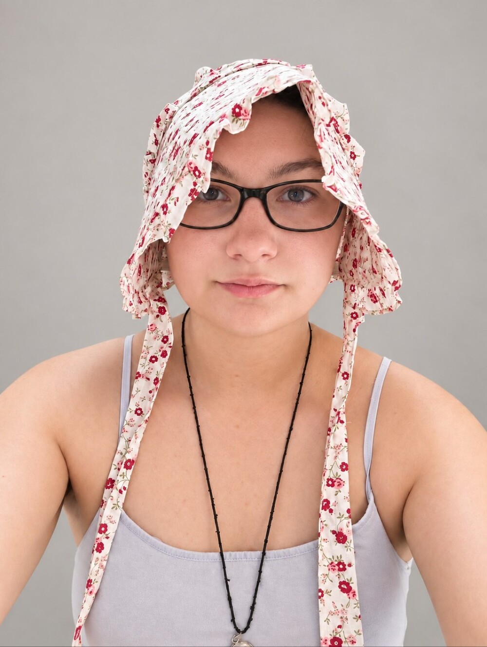 🥝Floral Prairie Bonnet with Ruffled Brim & Matching Ties